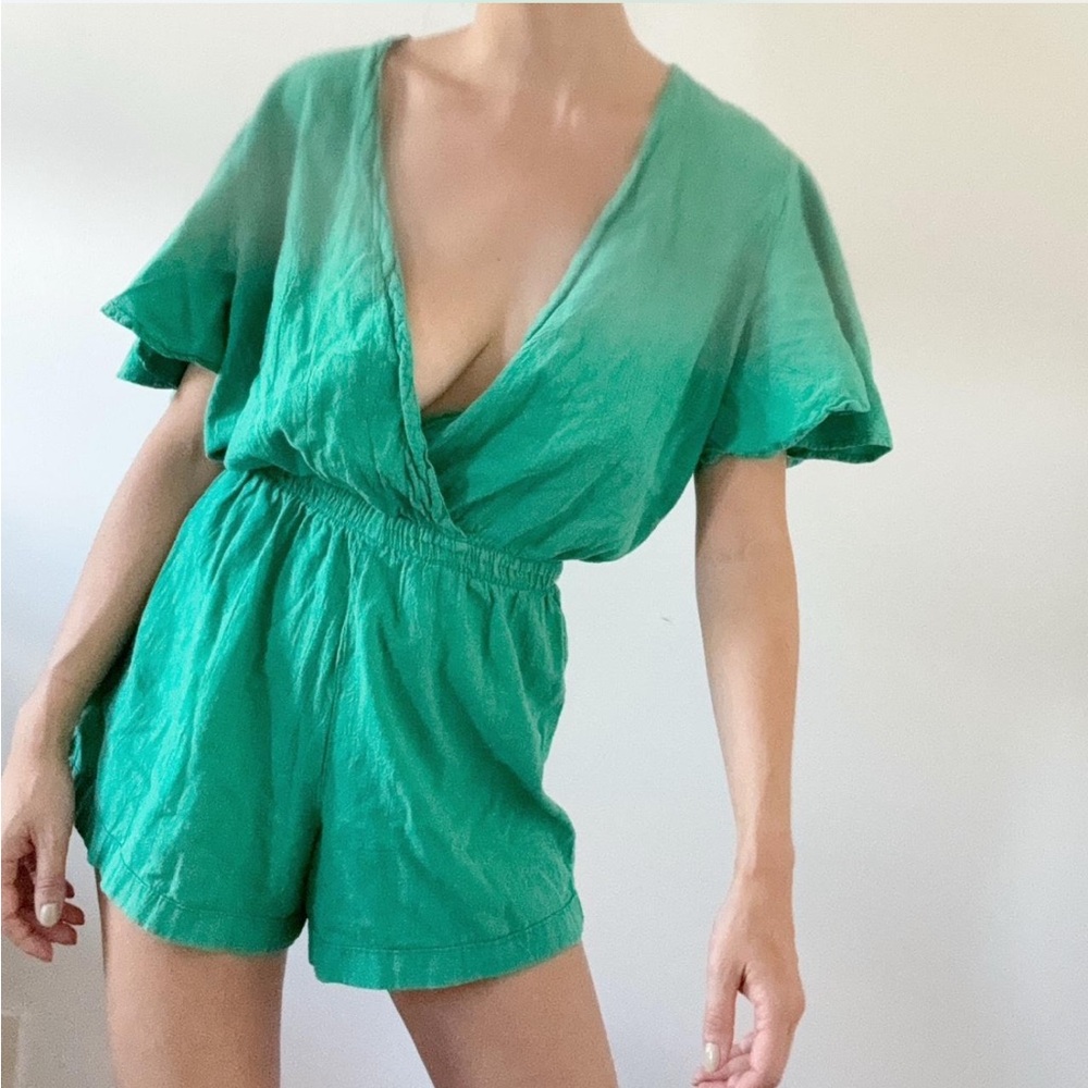 Vintage Cotton Romper with Butterfly Sleeves (M)